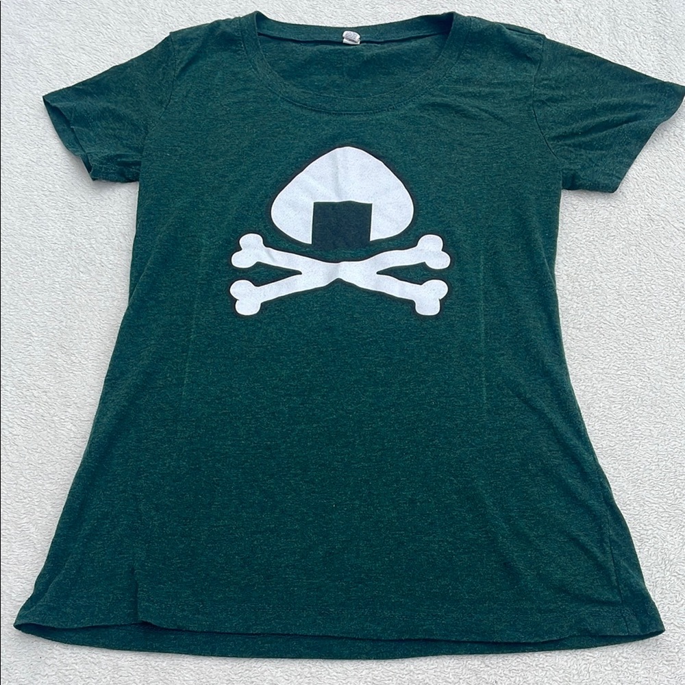 Dark Green Riceball Cross Bones Graphic Tee